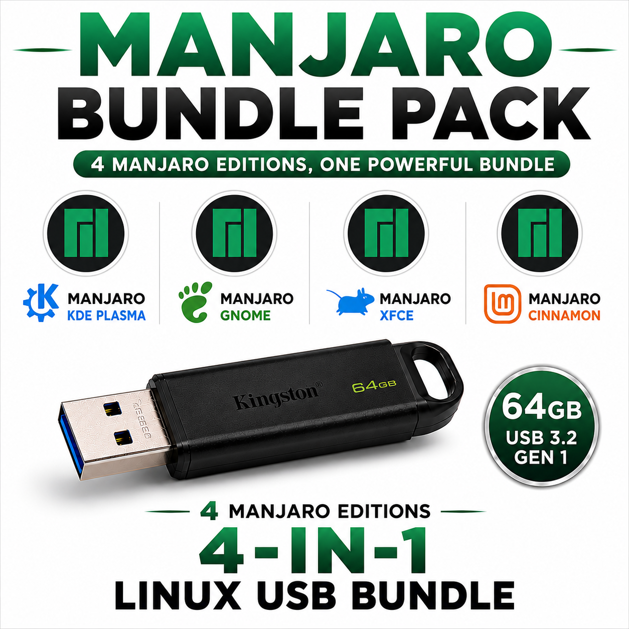 Manjaro Linux 4-in-1 Multi-Boot USB Pack