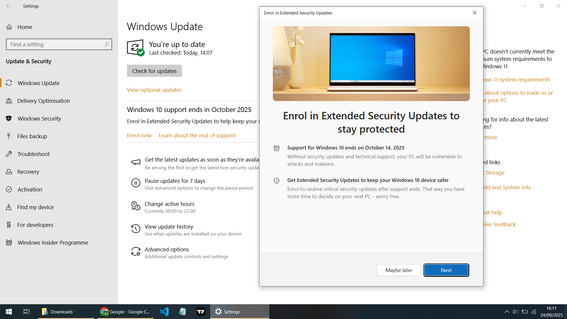 Schritt 1: Windows 10 ESU Anmeldebildschirm