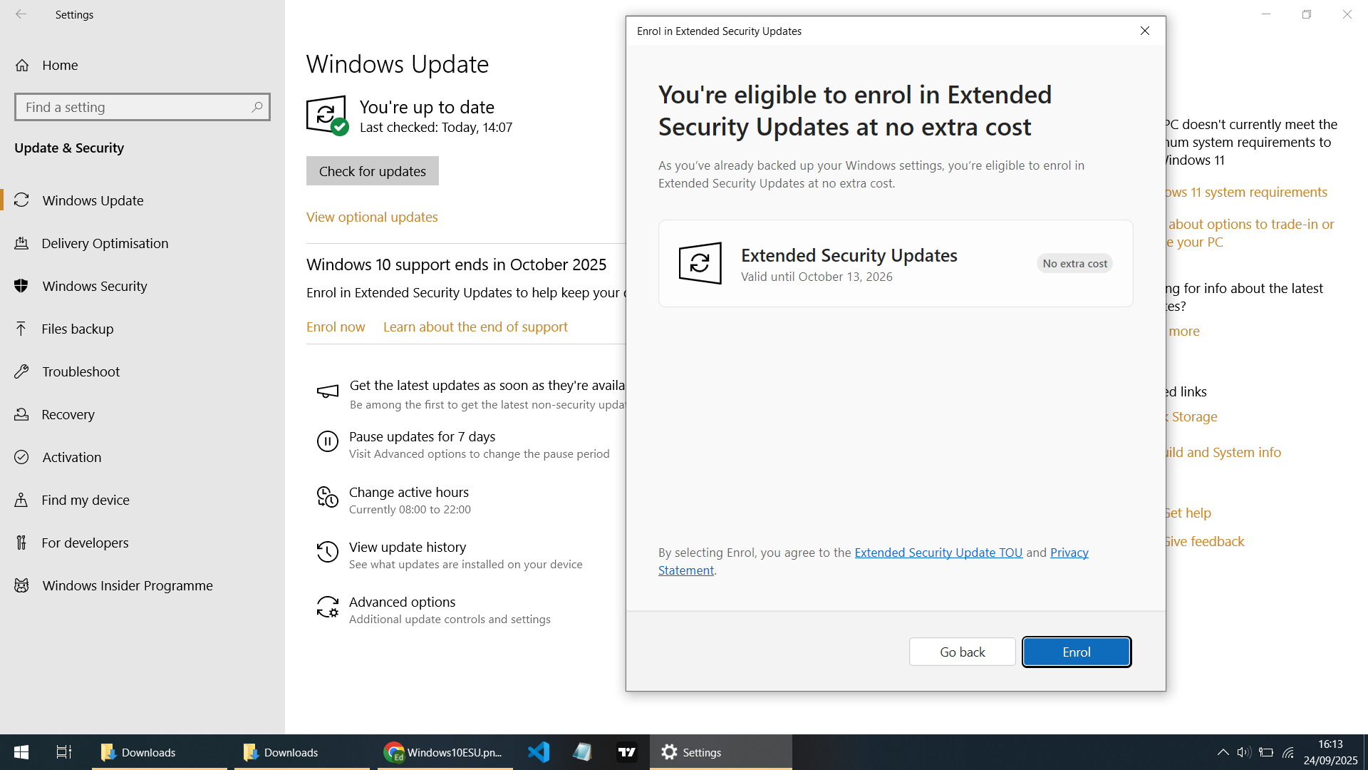 Schritt 2: ESU Programm-Details und Weiter-Taste