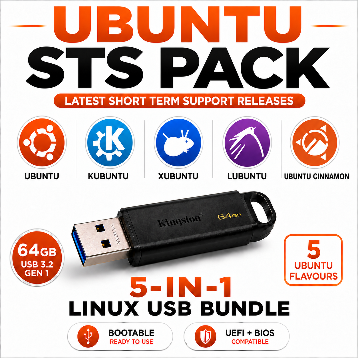 Ubuntu 8-in-1 Multi-Boot USB Pack
