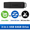 Linux USB Triple Pack (Linux Mint Cinnamon vs Zorin vs MX Linux)
